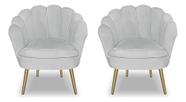 Kit 2 Poltronas Pétala Luxo Pés Dourado Para Lash Designer
