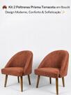 Kit 2 Poltronas Prisma Terracota em Bouclé Design Moderno, Conforto Sofisticação