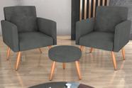 Kit 2 Poltronas + Puff Dallas Suede Cinza B250 - Matrix