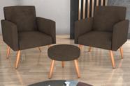 Kit 2 Poltronas + Puff Dallas Suede Marrom B256 - Matrix
