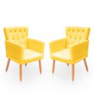 Kit 2 Poltronas Recepção Ana suede amarelo Biselos Decor