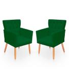 Kit 2 Poltronas Recepção Ana suede verde Biselos Decor