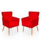 Kit 2 Poltronas Recepção Ana suede vermelho Biselos Decor