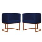 Kit 2 Poltronas Reforçada Decorativa Sala Estar Jantar Gabriela Base Ferro Bronze Suede