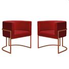 Kit 2 Poltronas Reforçadas Decorativa Sala Nayara Base Ferro Bronze Suede