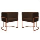 Kit 2 Poltronas Reforçadas Decorativa Sala Nayara Base Ferro Bronze Suede