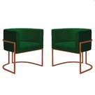 Kit 2 Poltronas Reforçadas Decorativa Sala Nayara Base Ferro Bronze Suede Verde