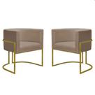Kit 2 Poltronas Reforçadas Decorativa Sala Nayara Base Ferro Dourado Suede