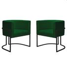 Kit 2 Poltronas Reforçadas Decorativa Sala Nayara Base Ferro Preto Suede