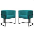 Kit 2 Poltronas Reforçadas Decorativa Sala Nayara Base Ferro Preto Suede