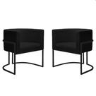 Kit 2 Poltronas Reforçadas Decorativa Sala Nayara Base Ferro Preto Suede