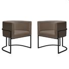 Kit 2 Poltronas Reforçadas Decorativa Sala Nayara Base Ferro Preto Suede