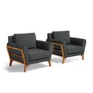 Kit 2 Poltronas Sabrina De Madeira Maciça Com Almofada Linho Chumbo 406