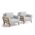 Kit 2 Poltronas Sabrina De Madeira Maciça Com Almofada Linho Cinza 407