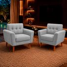 Kit 2 Poltronas Sala de Estar Bia Pés Palito Suede Cinza M3 - Monari Design