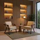 Kit 2 Poltronas Sala de Estar Quarto Recepção Conjunto Escritório Madeira Maciça Estofado Tecido Bouclê