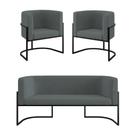 Kit 2 Poltronas + Sofá 2 Lugares Base De Metal Black Balaqui Cinza