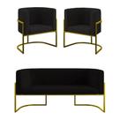 Kit 2 Poltronas + Sofá 2 Lugares Base De Metal Gold Balaqui Preto