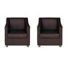 Kit 2 Poltronas Sofia Decorativa Para Recepção Marrom material sintético
