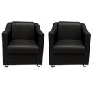 Kit 2 Poltronas Sofia Decorativa Para Recepção Preta material sintético