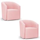 Kit 2 Poltronas Stella Max Suede Base Giratória - D'rossi Cor Rosa Bebê