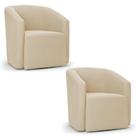 Kit 2 Poltronas Stella Max Suede Bege Base Giratória - D'rossi Kit 2 Poltronas Stella Max Suede Bege Base Giratória - D'rossi