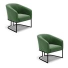Kit 2 Poltronas Stella Suede Verde Base Industrial Preto - D'Rossi