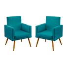 Kit 2 Poltronas Vega Com Rodapé Sued Azul Turquesa Aradecor Kit 2 Poltronas Vega Com Rodapé Sued Azul Turquesa Aradecor