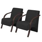 Kit 2 Poltronas Vênus 1 Lugar Braço Pé Madeira Preto