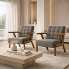 Kit 2 Poltronas Zara Capitone Tecido Boucle Moderna Decorativa Pés Em Madeira Maciça Para Sala De Estar cor:cinza Kit 2 Poltronas Zara Capitone Tecido Boucle Moderna Decorativa Pés Em Madeira Maciça Para Sala De Estar cor:cinza