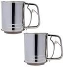Kit 2 Polvilhadores Inox P/ Farrinha Açúcar Tapioca Peneira