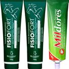 Kit 2 Pomada Massageadora Fisiofort 150g + 1 Creme Para Massagem Mil Dores 100g
