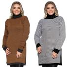 Kit 2 Poncho Xadrez Feminino Gola Alta e Manga Longa Tendência