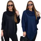 Kit 2 Ponchos Bico Feminino Capa Tricô Mousse Liso Gola Alta Inverno Casual
