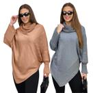 Kit 2 Ponchos Bico Tricot Casaco Mousse Macio Feminino Casual Com Punho Canelado
