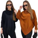 Kit 2 Ponchos Bico Tricot Casaco Mousse Macio Feminino Casual Com Punho Canelado