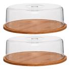 Kit 2 Porta Bolo Bambu Com Tampa 28cm Ecokitchen Class Home