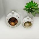 Kit 2 Porta Cebola e alho Em Cerâmica Poá Coração Cozinha