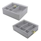Kit 2 Porta Joias Organizador Portátil Multiúso Divisória Gaveta Tampa P/ Acessórios Veludo Bijuteria Empilhável