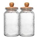 Kit 2 Porta Mantimento Pote de Vidro Martelado com Tampa de Bambu 1,3L Wolff Kit 2 Porta Mantimento Pote de Vidro Martelado com Tampa de Bambu 1,3L Wolff