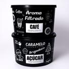 Kit 2 Porta Mantimentos Açúcar Café Plástico Decorado com Tampa 2L