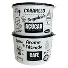 Kit 2 Porta Mantimentos Açúcar Café Plástico Decorado com Tampa 2L