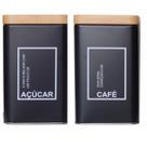 Kit 2 Porta Mantimentos Café e Açucar Tampa Bambu Decoração