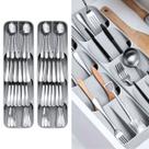 Kit 2 Porta Organizador Talheres Gaveta Divisórias Cinza Retangular Faca Garfo Colher Espátulas Utensílios Cozinha Organização Decoração