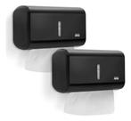 KIT 2 Porta Papel Toalha Inter folhado Dispenser Urban Compacto Papeleira Preto