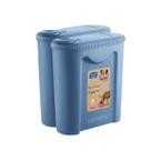 Kit 2 Porta Ração Com Tampa Portátil cachorro cão gato azul