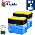 Kit 2 Porta Sabão Líquido Dispense de Detergente e Esponja para Cozinha Nas Cores Branco e Preto