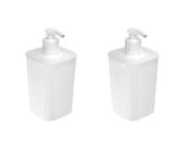 Kit 2 Porta Sabonete Líq Classic Friso 420ml Plasútil Branco Kit 2 Porta Sabonete Líq Classic Friso 420ml Plasútil Branco