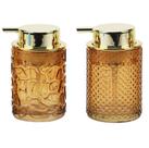 Kit 2 Porta Sabonete Líquido Vidro Luxo Âmbar Gold 260ml Kit 2 Porta Sabonete Líquido Vidro Luxo Âmbar Gold 260ml