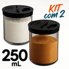 Kit 2 Porta Tempero Condimento 250ml Farinheiro Porta Queijo Ralado Plástico Com Tampa UZ Preto Kit 2 Porta Tempero Condimento 250ml Farinheiro Porta Queijo Ralado Plástico Com Tampa UZ Preto